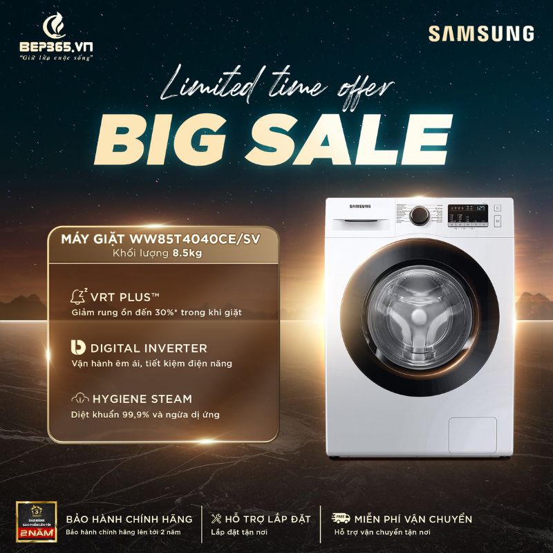 Máy Giặt Samsung Inverter 8.5 Kg WW85T4040CE/SV 3 Big sale Máy Giặt Samsung Inverter 8.5 Kg WW85T4040CE / SV