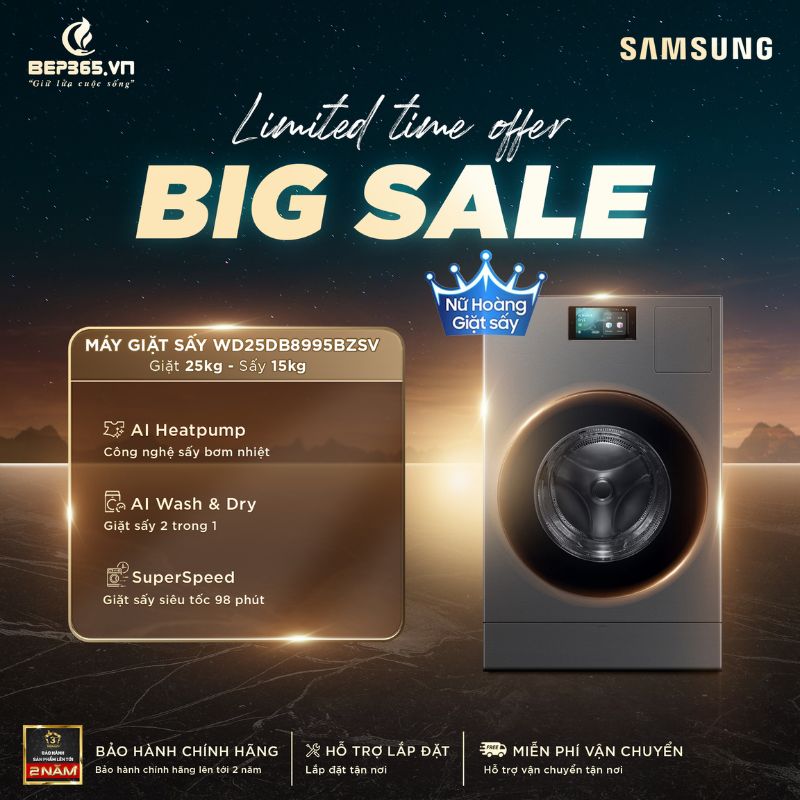Máy Giặt Sấy Samsung Inverter Giặt 25 Kg - Sấy 15 kg WD25DB8995BZSV 3 Big sale Máy Giặt Sấy Samsung Inverter Giặt 25 Kg - Sấy 15 kg WD25DB8995BZSV