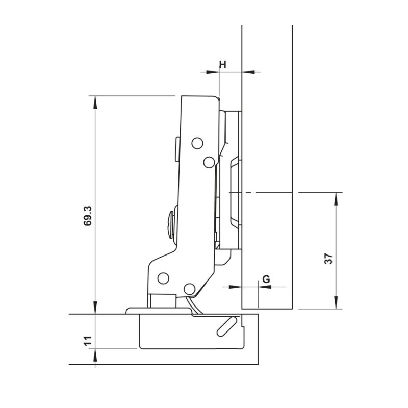 Bản lề trùm ngoài Metalla SM 110° Giảm Chấn Hafele 315.07.114 5 Kích thước bản lề trùm ngoài Metalla SM 110° Giảm Chấn Hafele 315.07.114