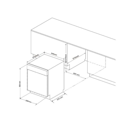 Máy Rửa Chén Bán Âm Malloca MDW14-S08SI 8 Kích Thước Máy Rửa Chén Bán Âm Malloca MDW14-S08SI