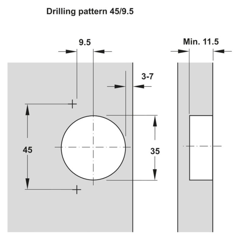 Bản lề trùm ngoài Metalla SM 110° Giảm Chấn Hafele 315.07.113 4 Lắp đặt bản lề trùm ngoài Metalla SM 110° Giảm Chấn Hafele 315.07.113