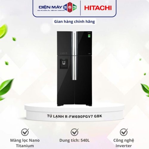 Tủ Lạnh 4 cánh Multi door Inverter 540 Lít Hitachi R-FW690PGV7 GBK