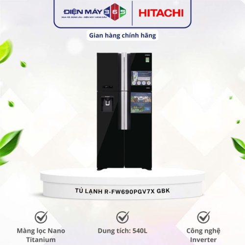 Tủ Lạnh 4 cánh Multi door Inverter 540 Lít Hitachi R-FW690PGV7X GBK