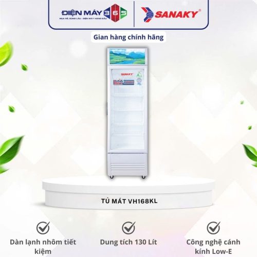 Tủ Mát Sanaky Cánh kính 130 Lít VH168KL