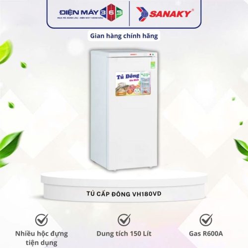 Tủ đông đứng Sanaky VH180VD 150 lít