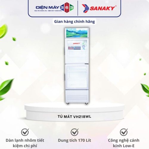 Tủ Mát Sanaky Cánh kính 170L VH218WL