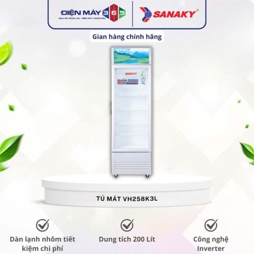Tủ mát Sanaky Inverter 200 lít VH258K3L