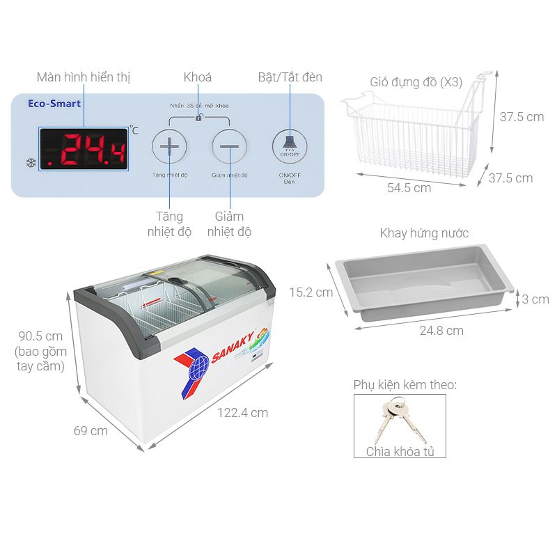 Tủ Đông SANAKY VH4899KB 6 Kích Thước Tủ Đông SANAKY VH4899KB