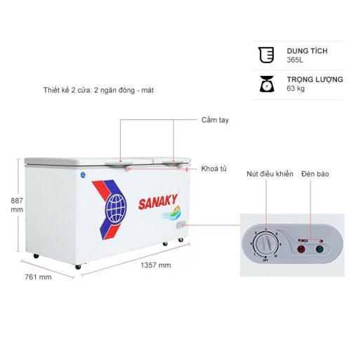 Tủ Đông SANAKY VH5699W1 9 Kích Thước Tủ Đông SANAKY VH5699W1