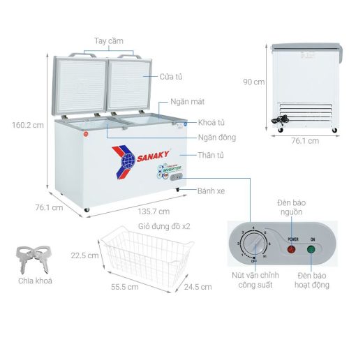 Tủ Đông SANAKY VH5699W3 11 Kích Thước Tủ Đông SANAKY VH5699W3