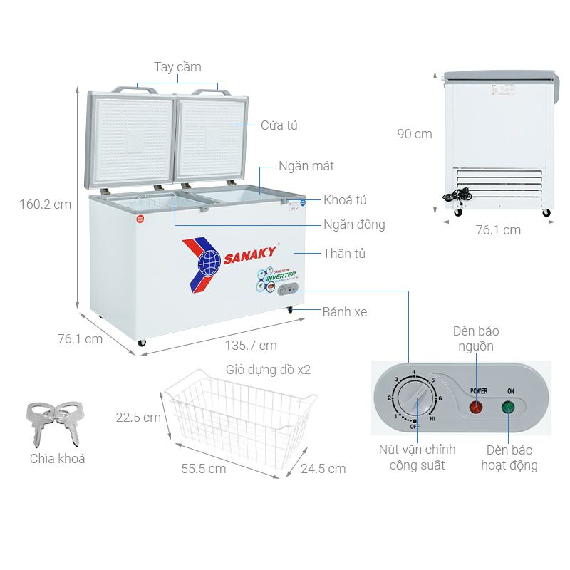 Tủ Đông SANAKY VH5699W3 7 Kích Thước Tủ Đông SANAKY VH5699W3