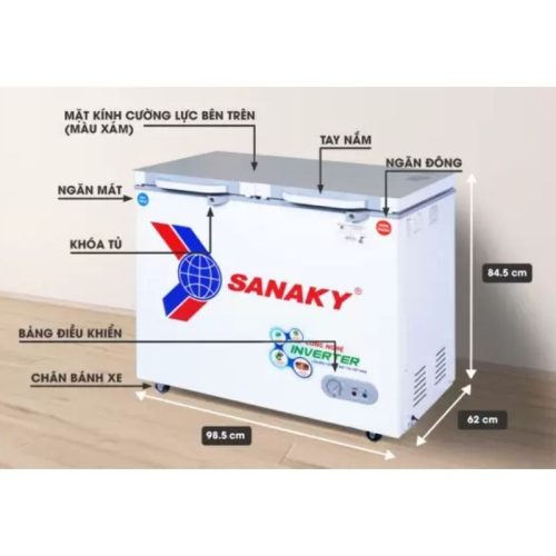 Tủ Đông SANAKY VH2599W4K 9 Kích Thước Tủ Đông SANAKY VH2599W4K
