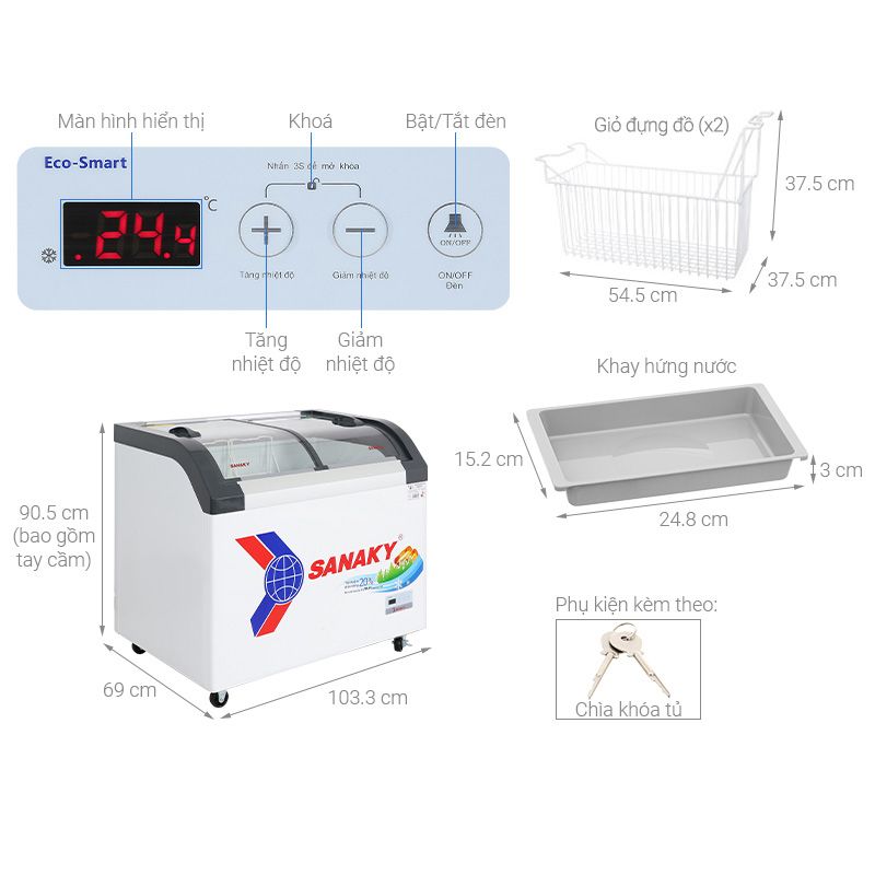 Tủ Đông SANAKY VH3899KB 6 Kích Thước Hình Ảnh Tủ Đông SANAKY VH3899KB