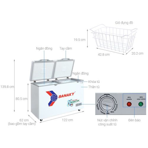 Tủ Đông SANAKY VH3699A4K 9 Kích thước Tủ Đông SANAKY VH3699A4K