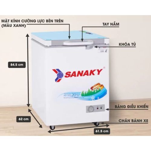 Tủ đông Sanaky VH1599HYKD 150 lít 9 Kích Thước Tủ đông Sanaky VH1599HYKD 150 lít