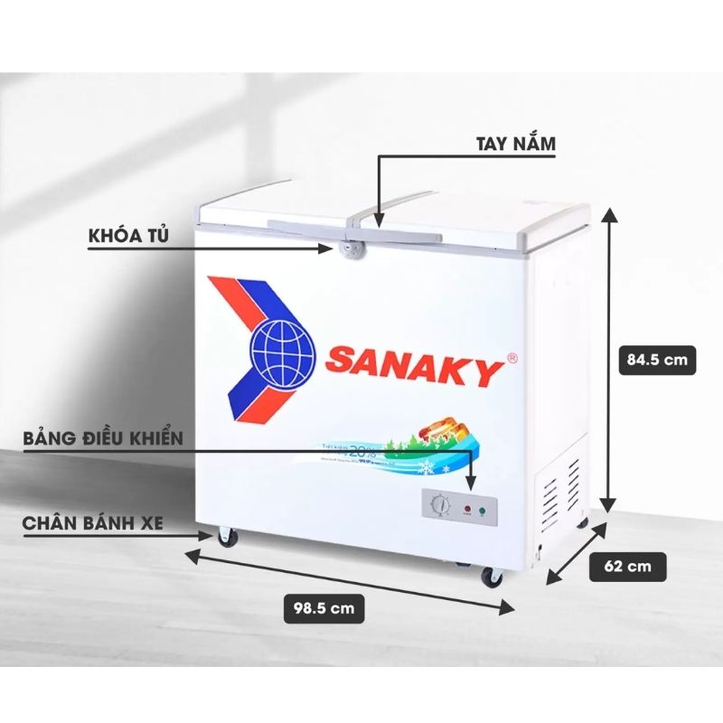 Tủ Đông SANAKY VH2599A1 5 Kích Thước Tủ Đông SANAKY VH2599A1