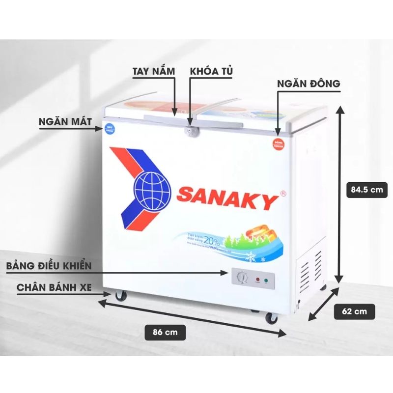 Tủ Đông SANAKY VH2599W1 5 Kích Thước Tủ Đông SANAKY VH2599W1