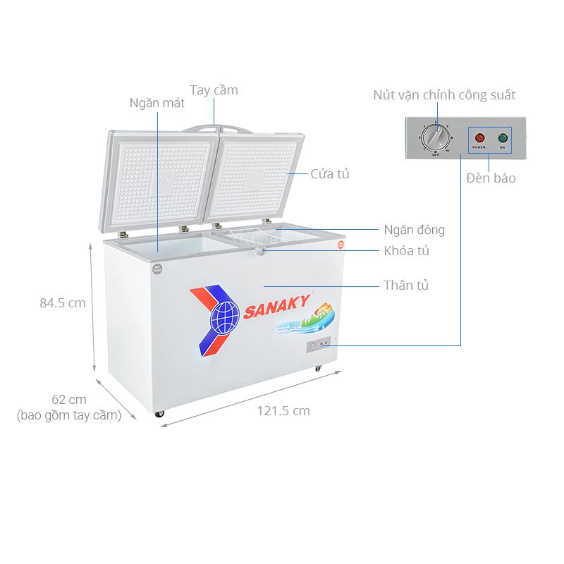 Tủ Đông VH3699W1 SANAKY 6 Kích thước Tủ Đông VH3699W1 SANAKY