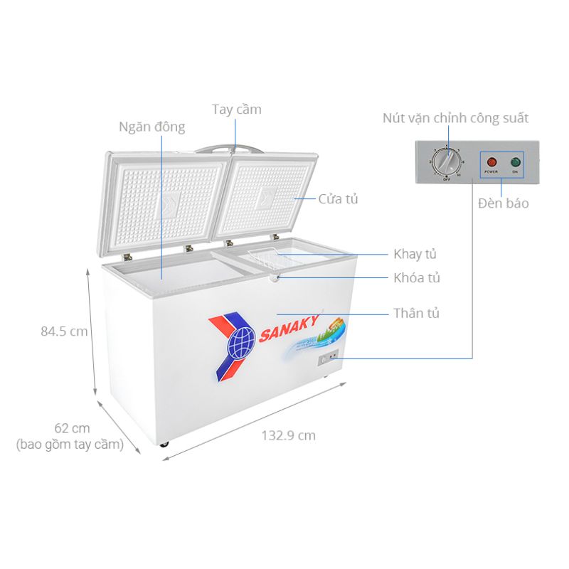 Tủ Đông SANAKY VH4099A1 6 Kích Thước Tủ Đông SANAKY VH4099A1