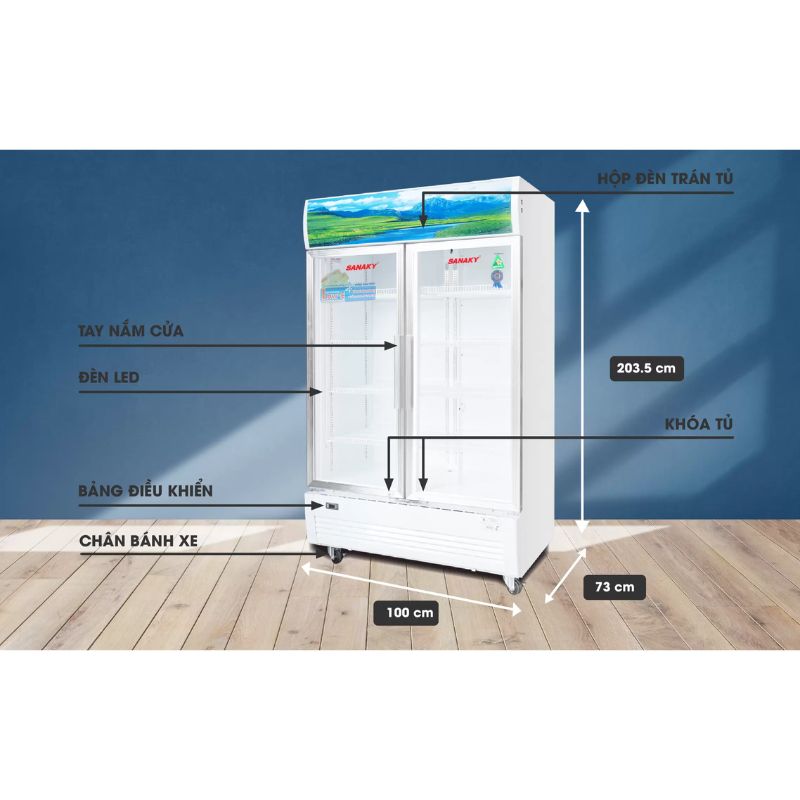 Tủ mát Sanaky VH1009HP 6 Kích thước tủ mát Sanaky VH1009HP