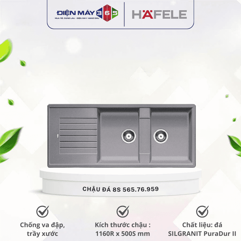 Chậu đá Hafele BLANCOZIA màu xám 8S 565.76.959 3 Chậu đá Hafele BLANCOZIA màu xám 8S 565.76.959