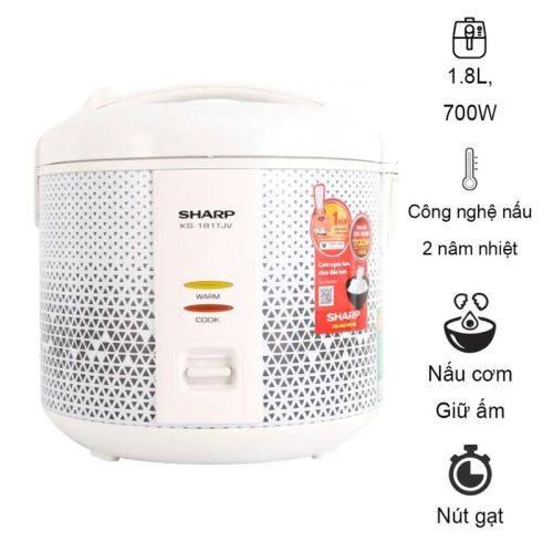 Nồi cơm điện Sharp KS-181TJV 1.8 lít 3 anh noi com dien sharp ks 181tjv 1 8 lit