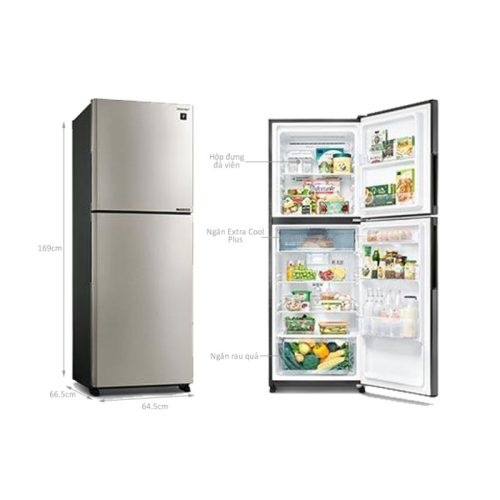 kich thuoc tu lanh 2 canh inverter 330 lit sharp sj xp352ae sl