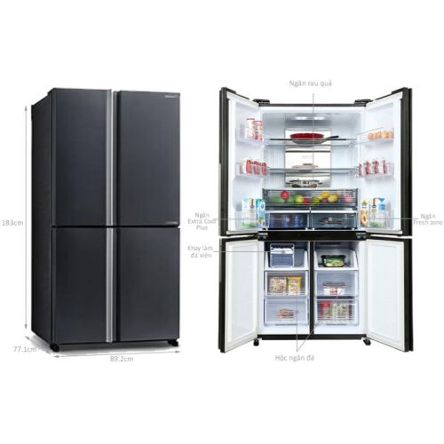Tủ Lạnh 4 cánh Multi Doors Inverter 572 Lít Sharp SJ-FX640V-SL 3 kich thuoc tu lanh 4 canh multi doors inverter 572 lit sharp sj fx640v sl
