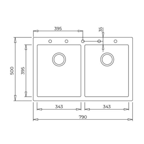 Kích thước chậu đá nhân tạo TEKA FORSQUARE 2B 790 BEIGE 115260016