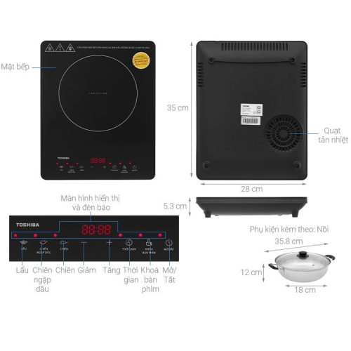 Bếp từ đơn Toshiba IC-20R2SV 2000W 5 Kích thước Bếp từ đơn Toshiba IC-20R2SV 2000W