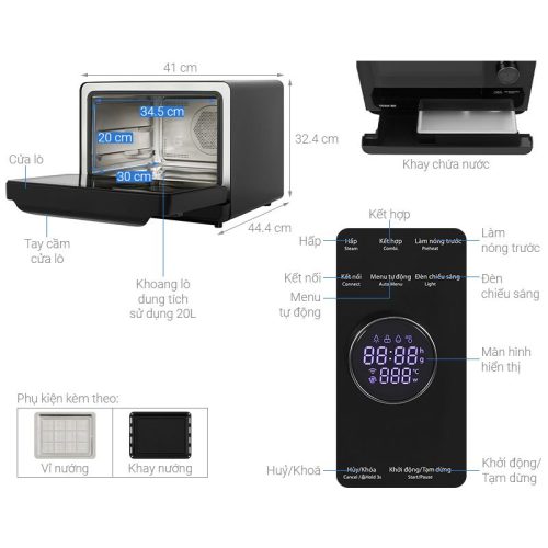 Lò hấp nướng Thông minh Toshiba MS3-STQ20SE(BK)20L 4 Kích thước Lò hấp nướng Thông minh Toshiba MS3-STQ20SE(BK)20L