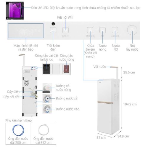Máy lọc nước RO TOSHIBA PURE TWP-H2396SVN(W) 5 Kích thước Máy lọc nước RO TOSHIBA PURE TWP-H2396SVN(W)