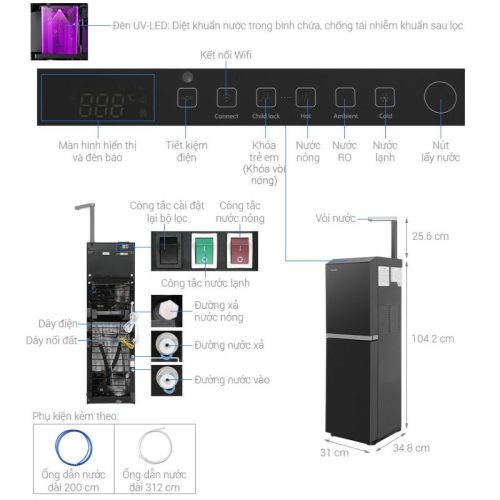 Máy lọc nước RO TOSHIBA PURE TWP-W2396SVN(M) 5 Kích thước Máy lọc nước RO TOSHIBA PURE TWP-W2396SVN(M)