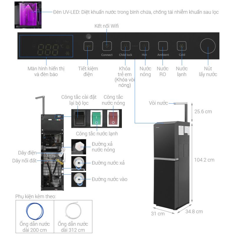 Kích thước Máy lọc nước RO TOSHIBA PURE TWP-W2396SVN(M) Kích thước Máy lọc nước RO TOSHIBA PURE TWP-W2396SVN(M)