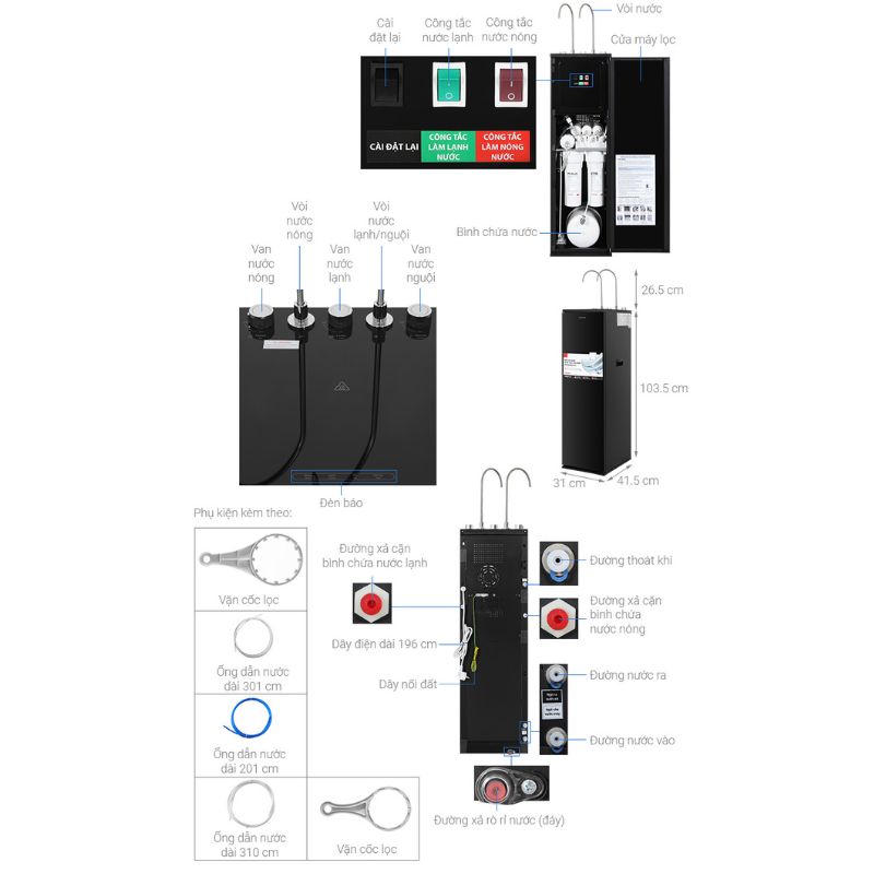 Kích thước Máy lọc nước Toshiba TWP-WA2SVN(K) Kích thước Máy lọc nước Toshiba TWP-WA2SVN(K)