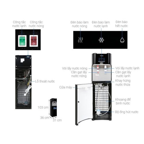 Máy nước nóng lạnh Toshiba RWF-W1669BV 5 Kích thước Máy nước nóng lạnh Toshiba RWF-W1669BV