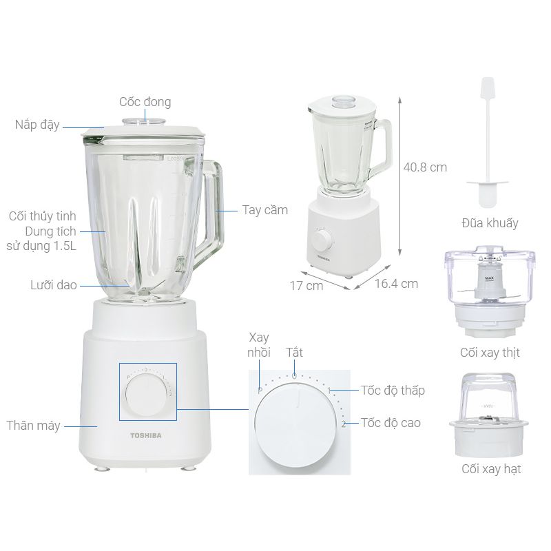 Kích thước Máy xay sinh tố TOSHIBA BL-70GR2UV Kích thước Máy xay sinh tố TOSHIBA BL-70GR2UV