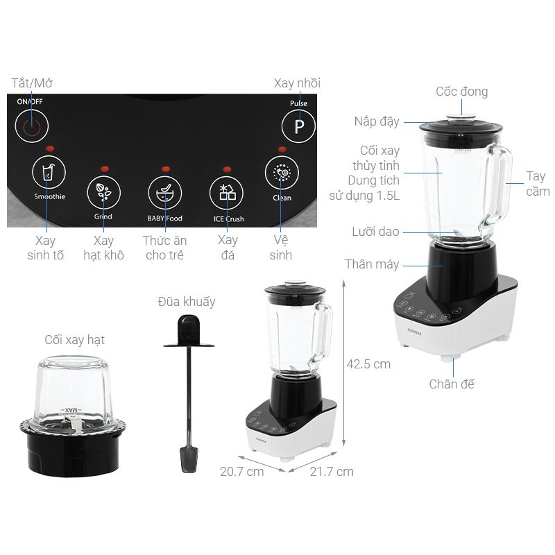 Kích thước Máy xay Sinh tố Toshiba BL-70GS1PV Kích thước Máy xay Sinh tố Toshiba BL-70GS1PV
