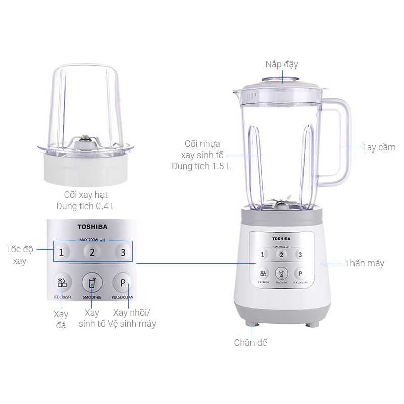 Kích thước Máy xay sinh tố Toshiba BL-70PR1NV Kích thước Máy xay sinh tố Toshiba BL-70PR1NV