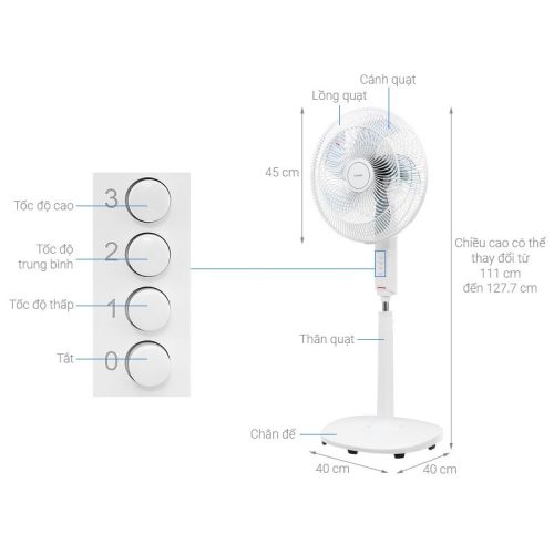 Quạt điện lốc xoáy Toshiba F-ASB50VN(W) 5 Kích thước Quạt điện lốc xoáy Toshiba F-ASB50VN(W)