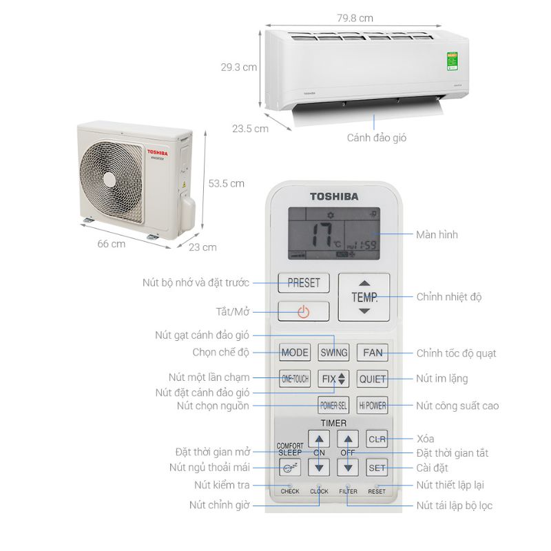 Kích thước Điều hòa không khí Toshiba RAS-H10X2KCVG-V Kích thước Điều hòa không khí Toshiba RAS-H10X2KCVG-V