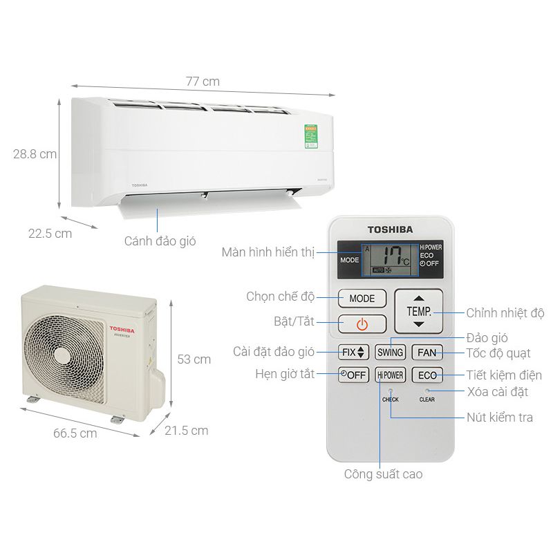 Kích thước Điều hòa không khí Toshiba RAS-H10Z1KCVG-V Kích thước Điều hòa không khí Toshiba RAS-H10Z1KCVG-V