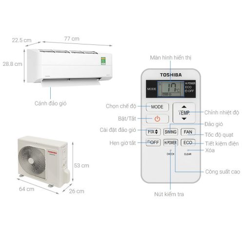 Điều hòa không khí Toshiba RAS-H10Z2KCVG-V 5 Kích thước Điều hòa không khí Toshiba RAS-H10Z2KCVG-V