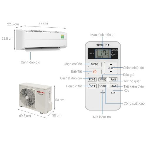 Điều hòa không khí Toshiba RAS-H13Z2KCVG-V 5 Kích thước Điều hòa không khí Toshiba RAS-H13Z2KCVG-V