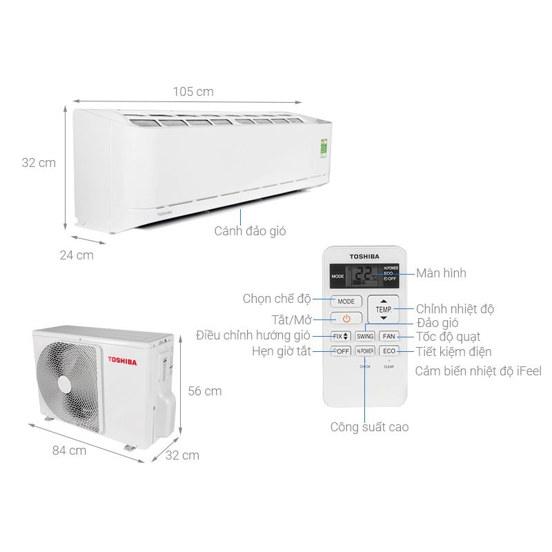 Kích thước Điều hòa không khí Toshiba RAS-H18U2KSG-V Kích thước Điều hòa không khí Toshiba RAS-H18U2KSG-V