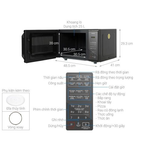 Kích thước Lò vi sóng mặt gương Toshiba MM-EM25PE(BM)