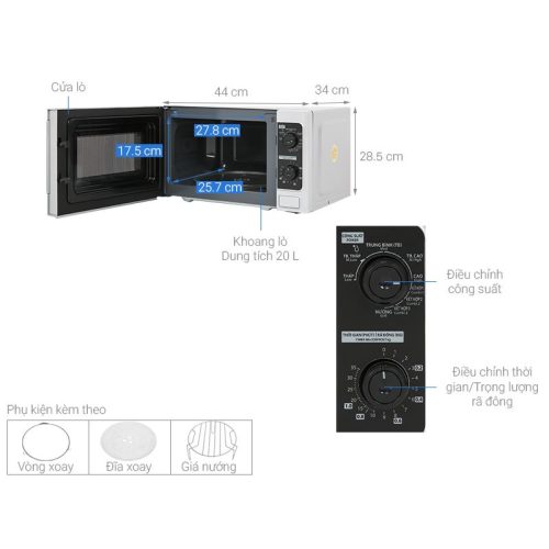 Kích thước Lò vi sóng Toshiba ER-SGM20(S1)VN