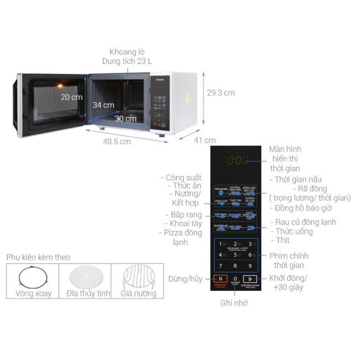 Kích thước Lò vi sóng Toshiba ER-SGS23(S1)VN