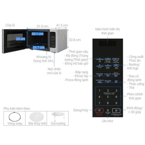 Kích thước Lò vi sóng Toshiba ER-SGS34(S1)VN