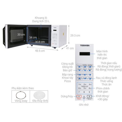 Lò vi sóng Toshiba ER-SS23(W1)VN 5 Kích thước Lò vi sóng Toshiba ER-SS23(W1)VN